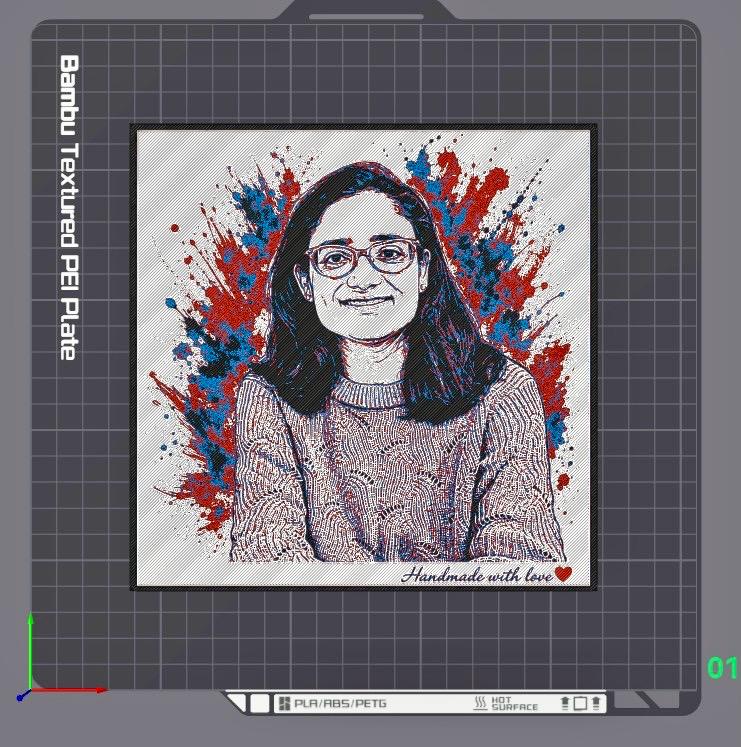 Custom Colour 3D Printed Portrait Frame